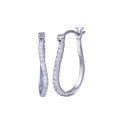 Silver 925 Rhodium Plated Twisted Round CZ Hoop Earrings - STE00625 | Silver Palace Inc.