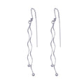 Silver 925 Rhodium Plated Two Twisted Wire Threaded Hanging Ball Hook Earrings - DSE00046 | Silver Palace Inc.