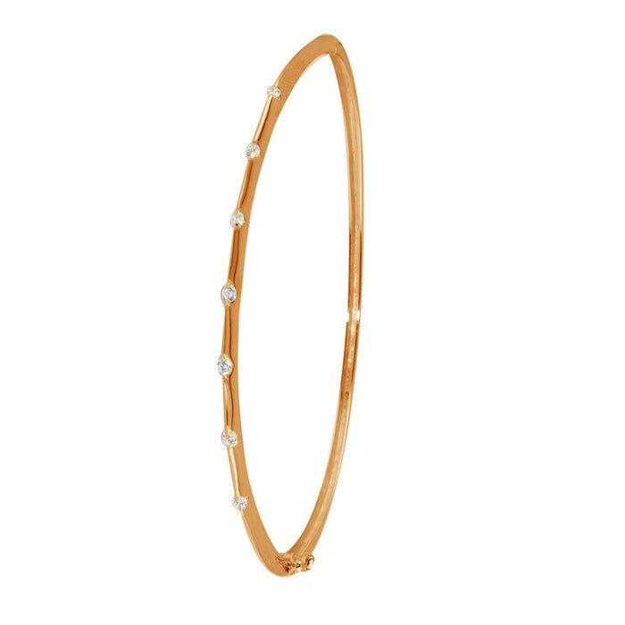 Silver 925 Rose Gold Plated Clear CZ Bangle Bracelet - STB00339RGP | Silver Palace Inc.