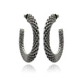 Closeout-Silver 925 Two Toned Rhodium Plated Crescent Box Link Italian Stud Earrings - ITE00019BLK | Silver Palace Inc.