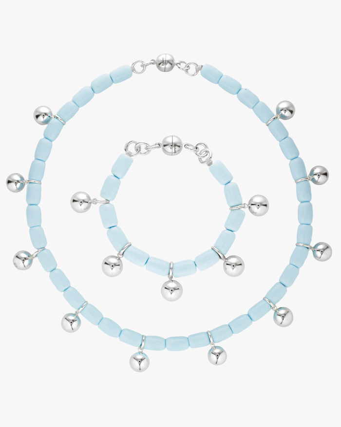 Sky Blue Resin Necklace & Bracelet Set