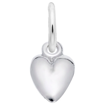 Small Puffed Heart Charm in Sterling Silver