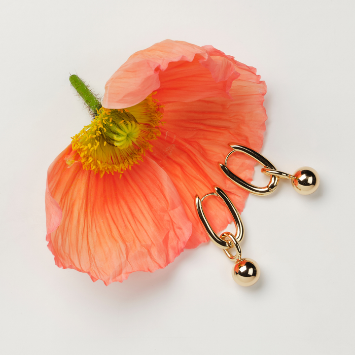 Sphere Hoop Earrings - Gold