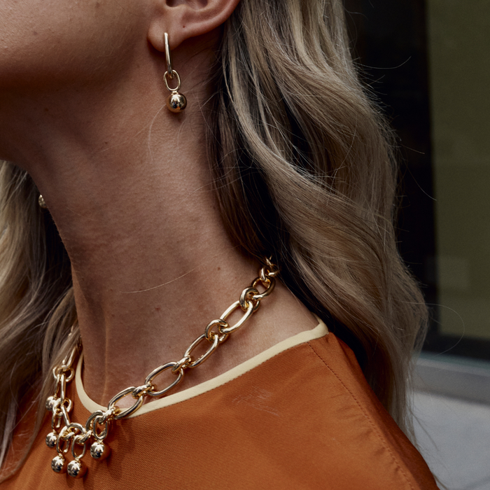 Sphere Hoop Earrings - Gold