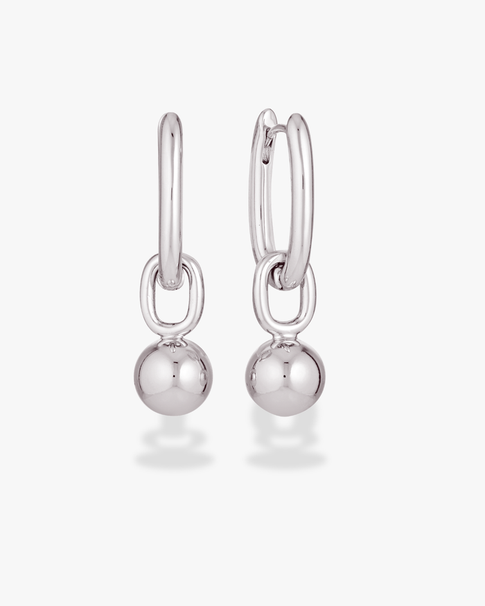 Sphere Hoop Earrings - Silver