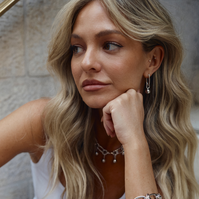 Sphere Hoop Earrings - Silver