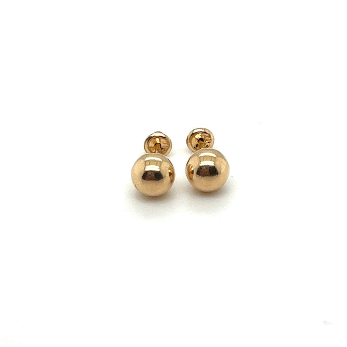 Brinco em Ouro 18k Esfera Redondo Lisa / 18k Gold Earring Smooth Round Sphere - Ricca Jewelry