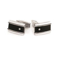 Stainless Steel Cufflinks with Black Titanium and Diamonds (.005ct tw)