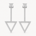 Sterling Silver Cubic Zirconia Double Triangle Drop Earrings