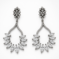 Sterling Silver Cubic Zirconia Marquise Chandelier Drop Earrings