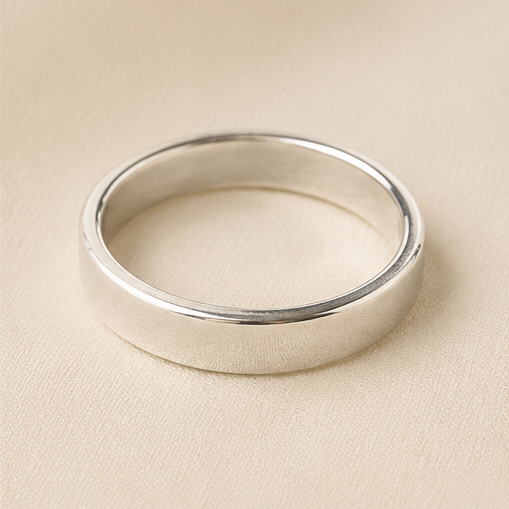 Sterling Silver Flat Wedding Band – 4 mm