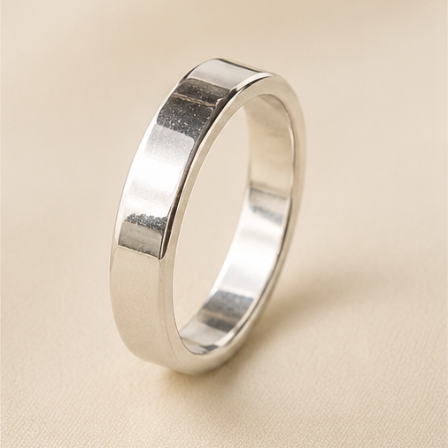Sterling Silver Flat Wedding Band – 4 mm