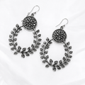 Sterling Silver Oxidized Floral Vine Teardrop Drop Earrings
