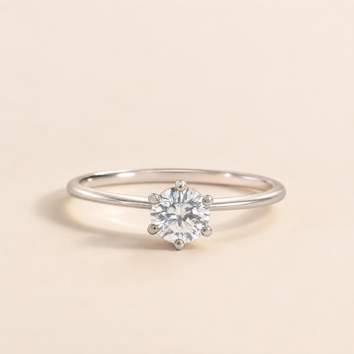 Sterling Silver Round Cubic Zirconia Solitaire Ring - 4 mm