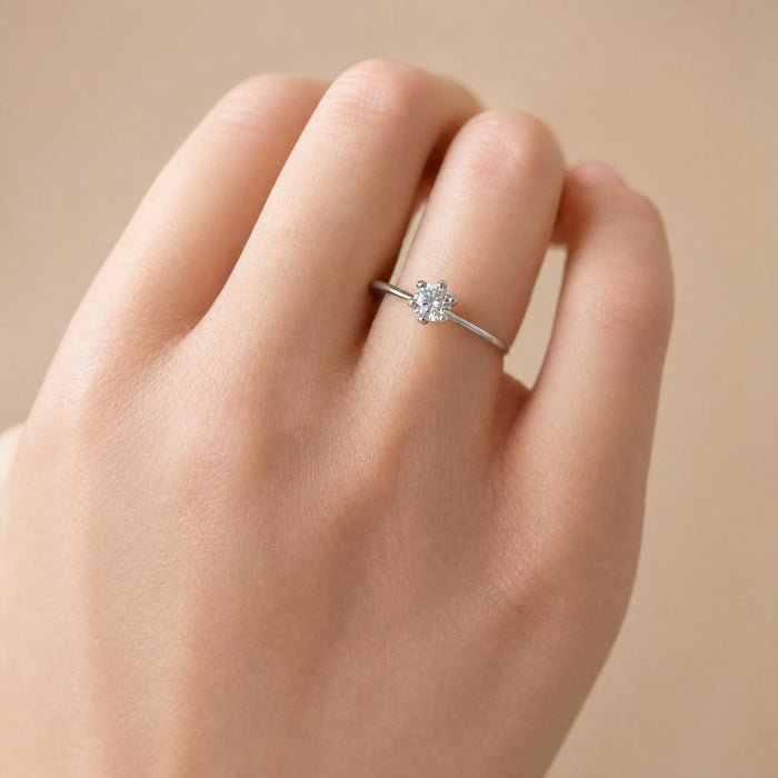 Sterling Silver Round Cubic Zirconia Solitaire Ring - 4 mm