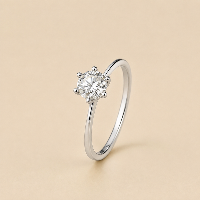 Sterling Silver Round Cubic Zirconia Solitaire Ring - 5 mm