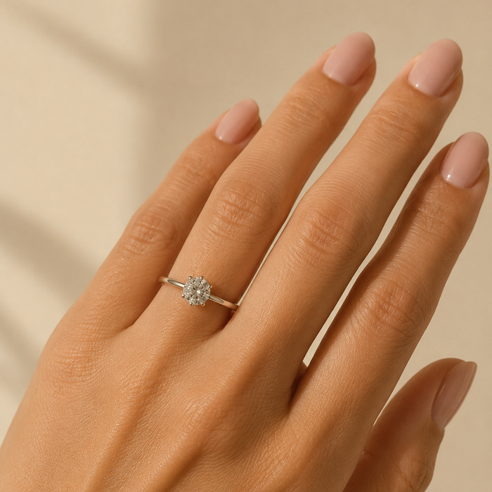 Sterling Silver Round Cubic Zirconia Solitaire Ring - 5 mm