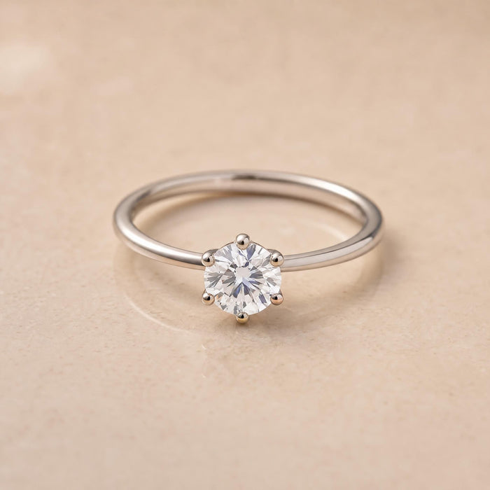 Sterling Silver Round Cubic Zirconia Solitaire Ring - 6 mm