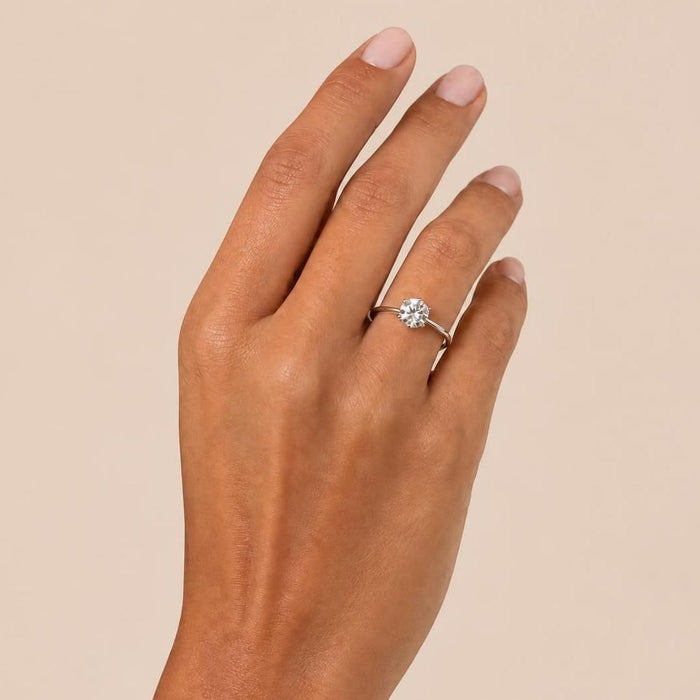 Sterling Silver Round Cubic Zirconia Solitaire Ring - 6 mm