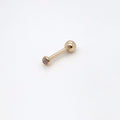 Straight Barbell Piercing with Cubic Zirconia in 18K Gold