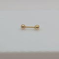 Straight Barbell Piercing with Two Balls in 18K Gold