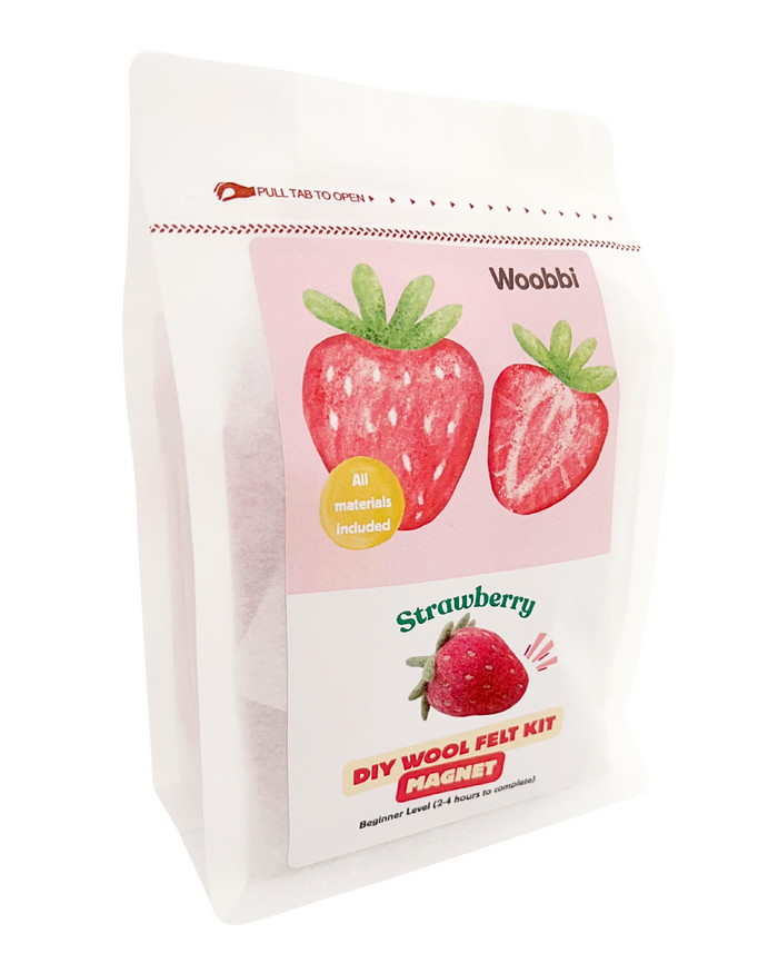 Strawberry DIY Wool Felt Magnet Kit - Woobbi