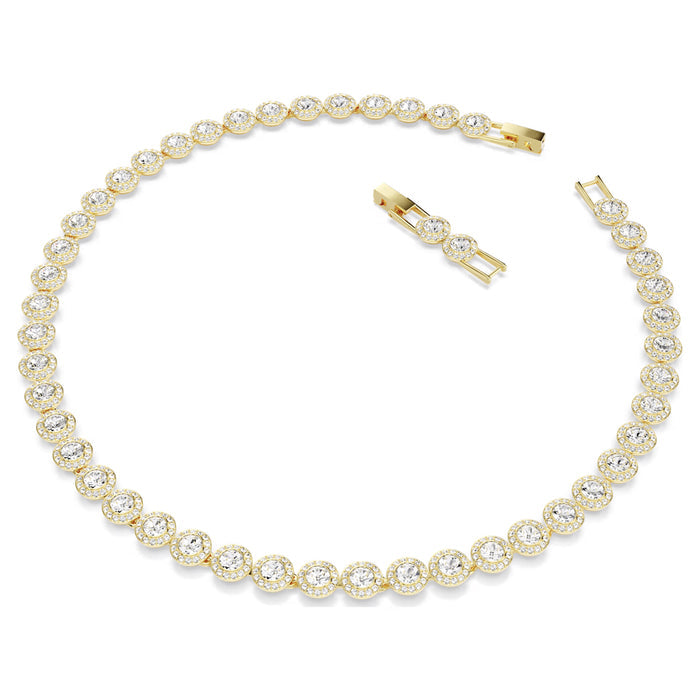 Swarovski Angelic Halo Tennis Necklace in Yellow Tone Plate