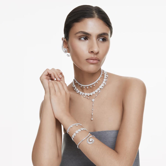 Swarovski Ariana Grande Crystal Heart Lariat Necklace with Crystal Pearls