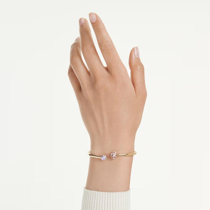 Swarovski Chroma Bangle Bracelet in Yellow Tone Plate