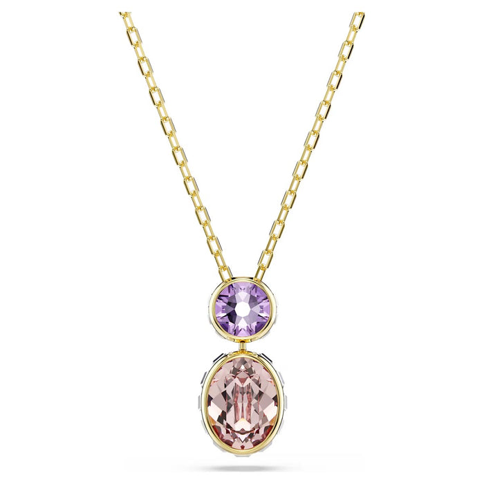 Swarovski Chroma Reversible Crystal Necklace in Yellow Tone Plate