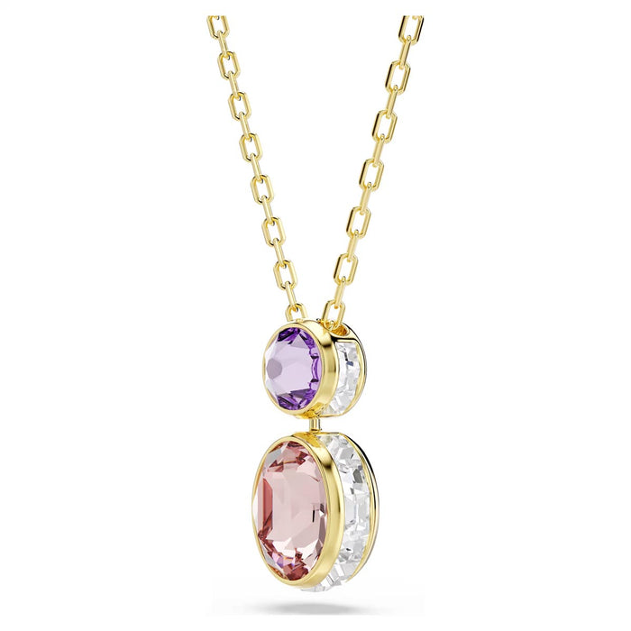 Swarovski Chroma Reversible Crystal Necklace in Yellow Tone Plate