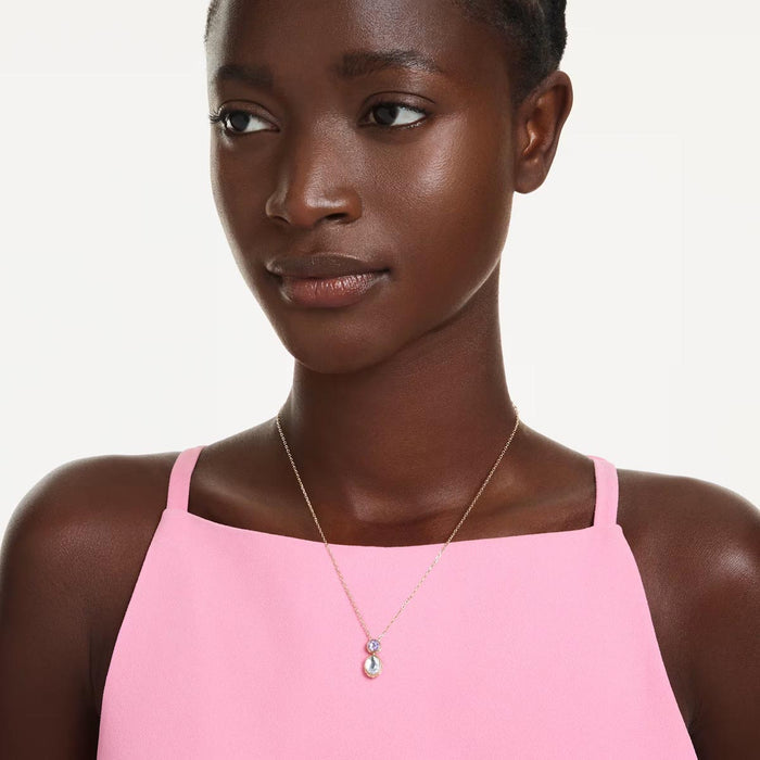 Swarovski Chroma Reversible Crystal Necklace in Yellow Tone Plate
