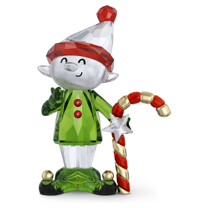 Swarovski Crystal Holiday Cheers Dulcis Elf and Candy Cane Figurine