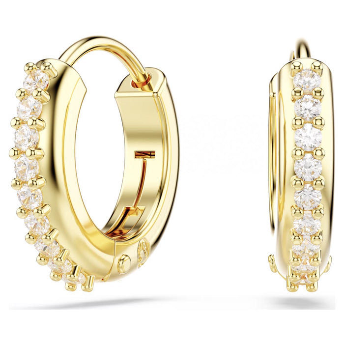 Swarovski Crystal Matrix Hoop Earrings in Yellow Tone Plate