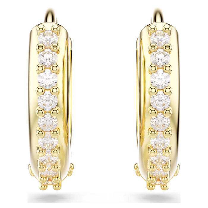 Swarovski Crystal Matrix Hoop Earrings in Yellow Tone Plate