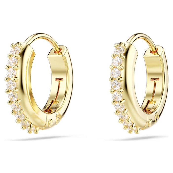 Swarovski Crystal Matrix Hoop Earrings in Yellow Tone Plate