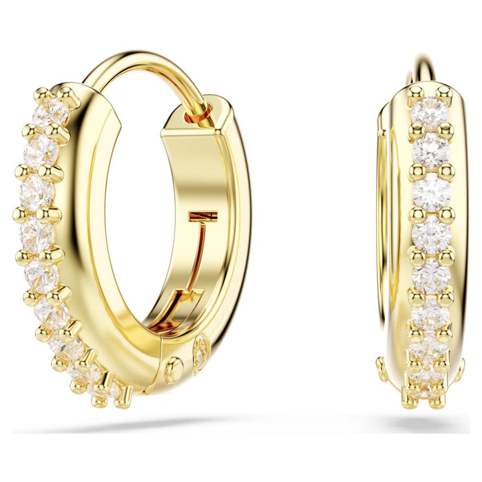 Swarovski Crystal Matrix Hoop Earrings in Yellow Tone Plate
