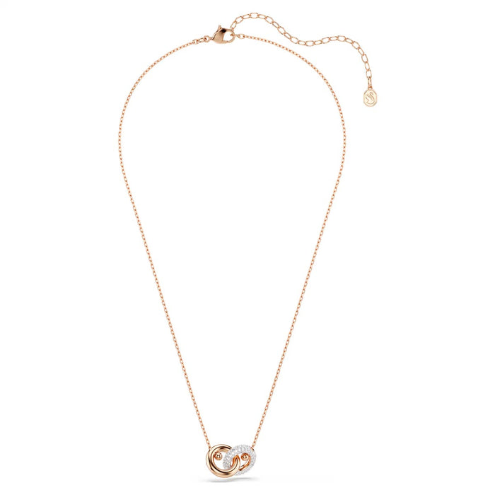 Swarovski Dextera Interlocking Circle Pendant in Rose Tone Plate