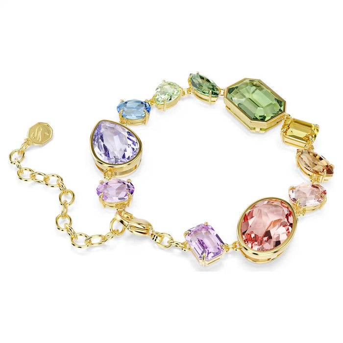 Swarovski Gema Multi Stone Bracelet in Yellow Tone Plate