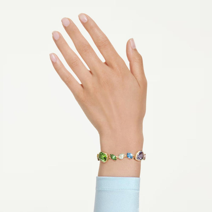 Swarovski Gema Multi Stone Bracelet in Yellow Tone Plate