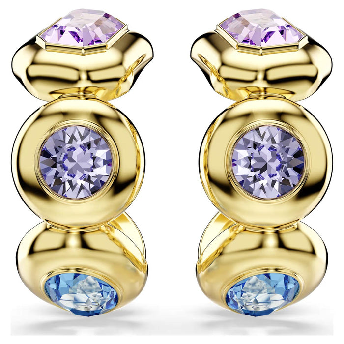 Swarovski Gema Multi Stone Hoop Earrings in Yellow Tone Plate