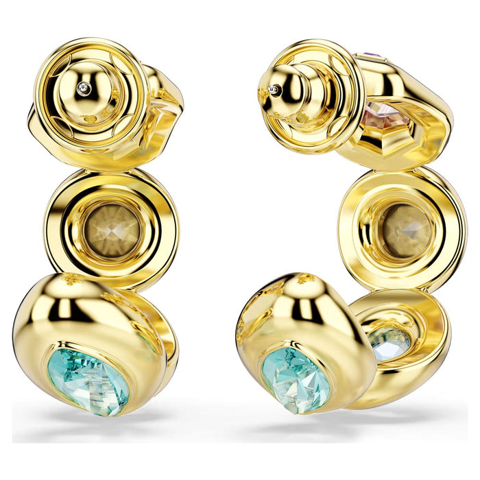 Swarovski Gema Multi Stone Hoop Earrings in Yellow Tone Plate