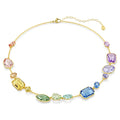 Swarovski Gema Multi Stone Necklace in Yellow Tone Plate
