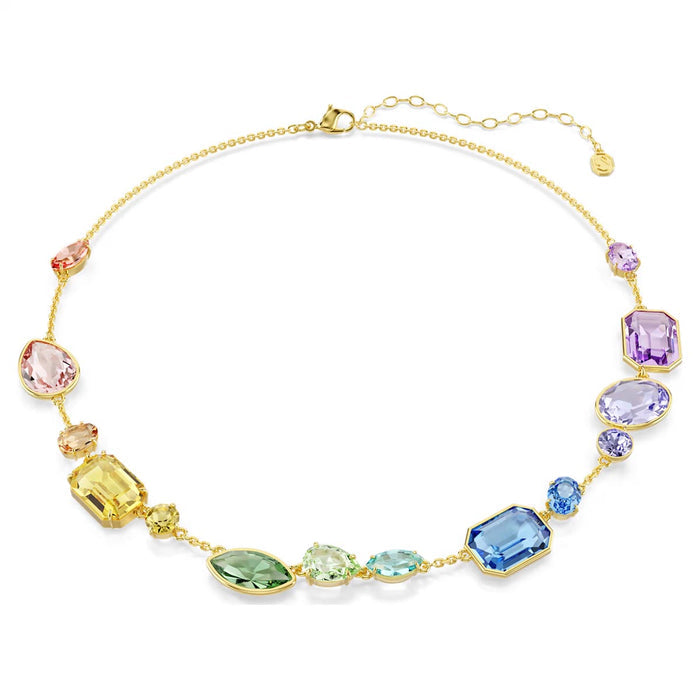 Swarovski Gema Multi Stone Necklace in Yellow Tone Plate
