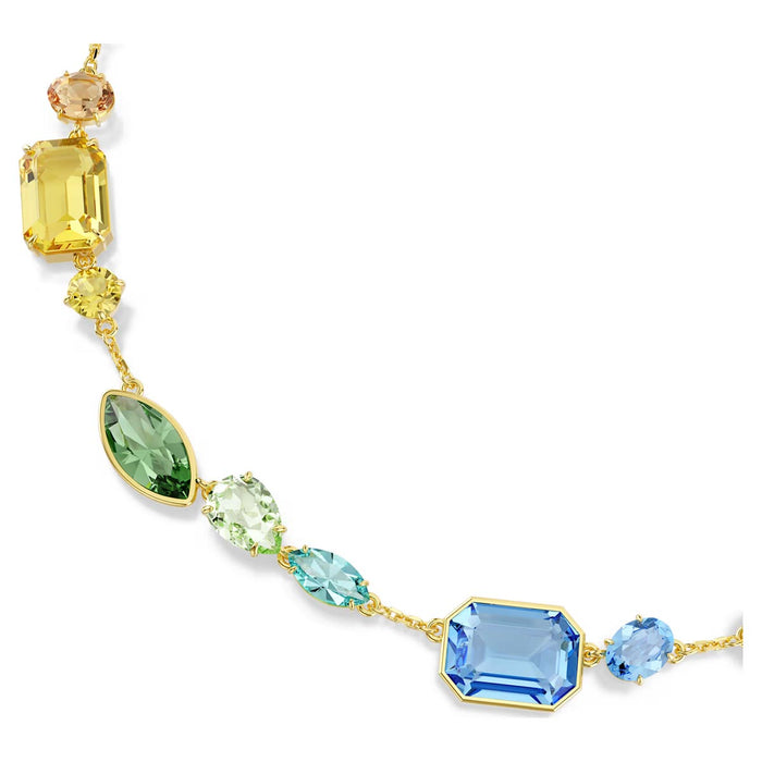Swarovski Gema Multi Stone Necklace in Yellow Tone Plate