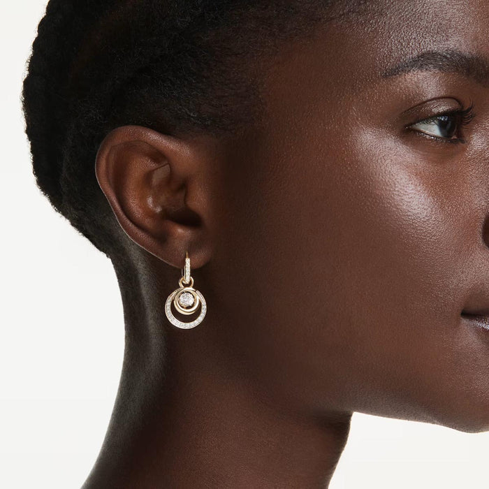 Swarovski Hyperbola Drop Earrings in Yellow Tone Plate