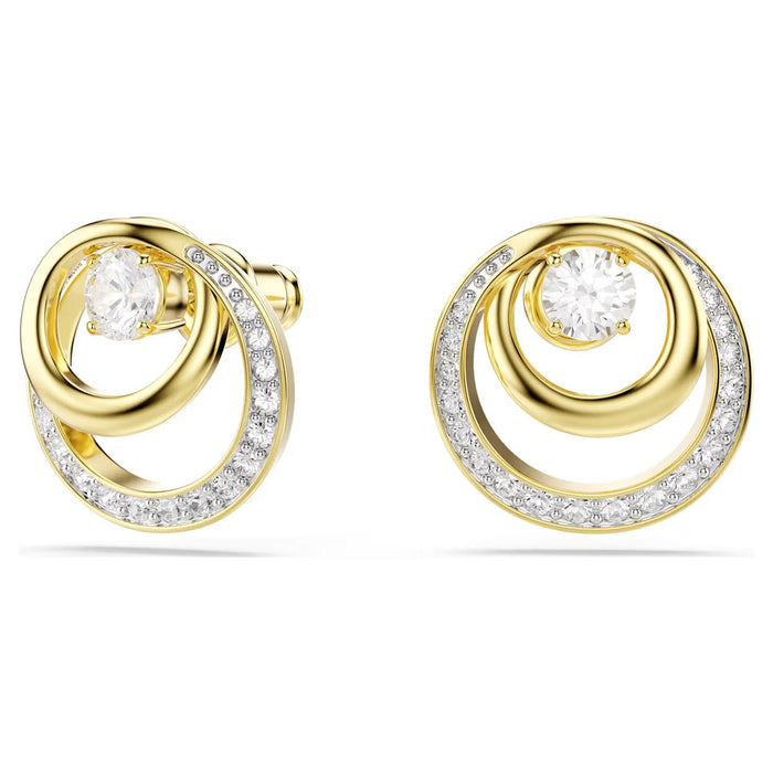 Swarovski Hyperbola Stud Earrings in Yellow Tone Plate