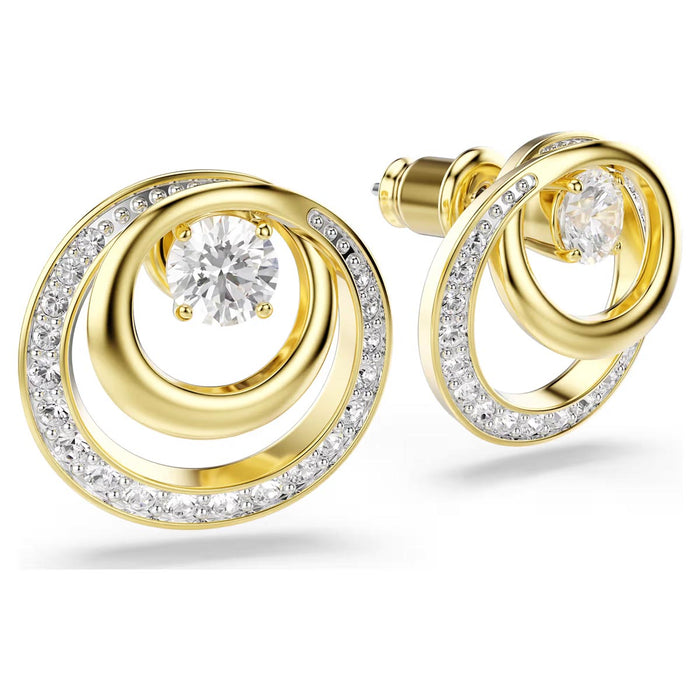 Swarovski Hyperbola Stud Earrings in Yellow Tone Plate