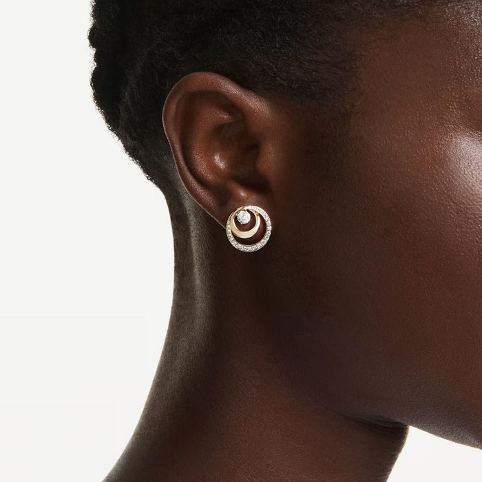 Swarovski Hyperbola Stud Earrings in Yellow Tone Plate