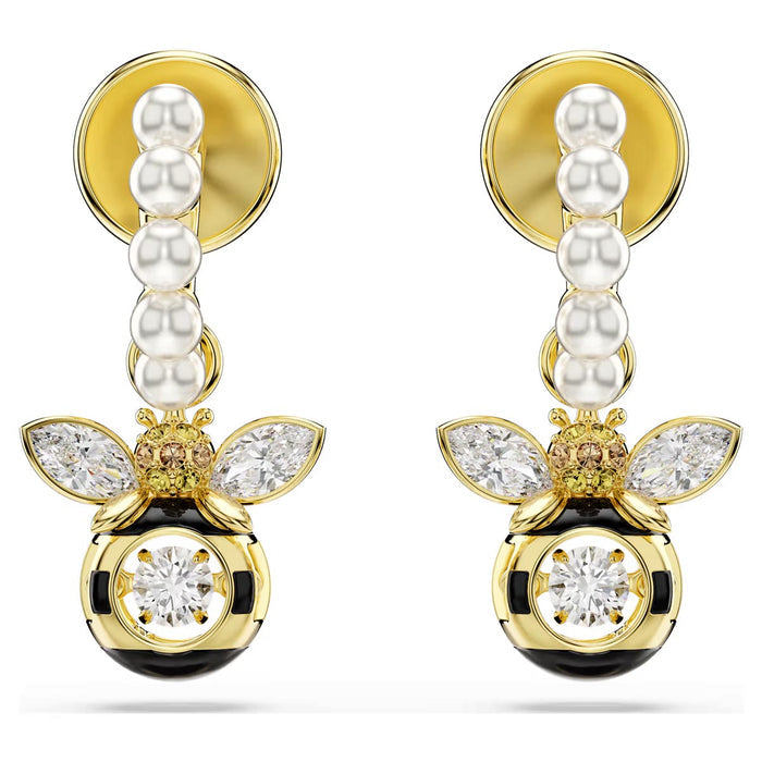Swarovski Idyllia Bee Drop Earrings in Yellow Tone Plate